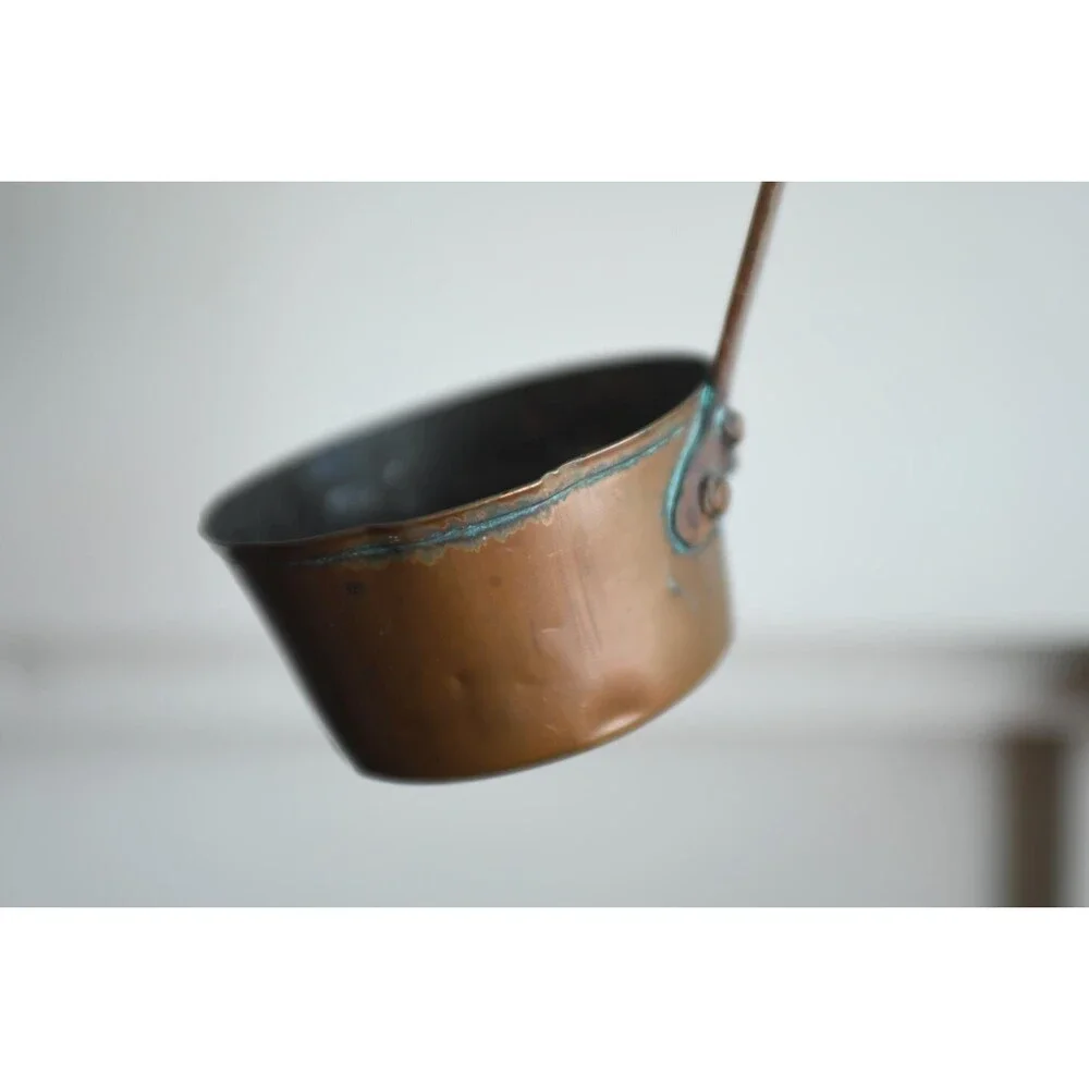 Vintage Copper Tin-Lined Ladle: Rustic Primitive Farmhouse Country Early America